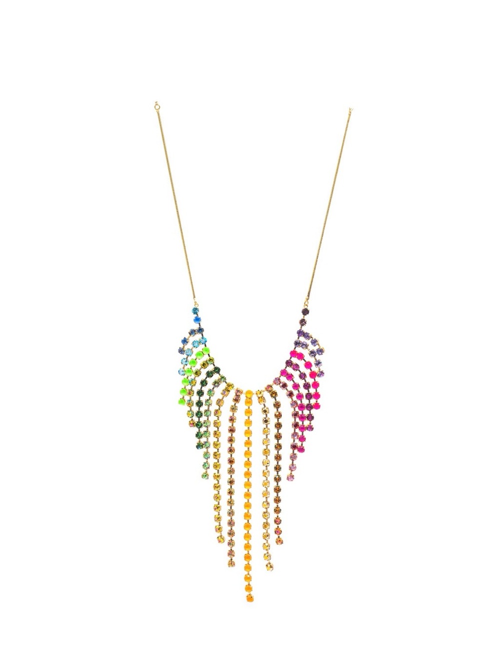TOVA Fringed Out  Necklace - Rainbow Gold Chain
